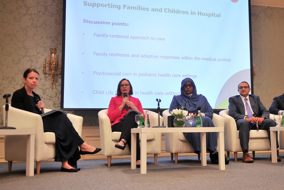 From Left: Moderator Holly Clark, Head of Child Life Services at Hamad Medical Corporation; Dr. Natalie Williams, Assistant Professor at the University of Nebraska Lincoln; Dr. Amal Khidir, Associate Professor of Pediatrics at Weill Cornell Medicine Qatar