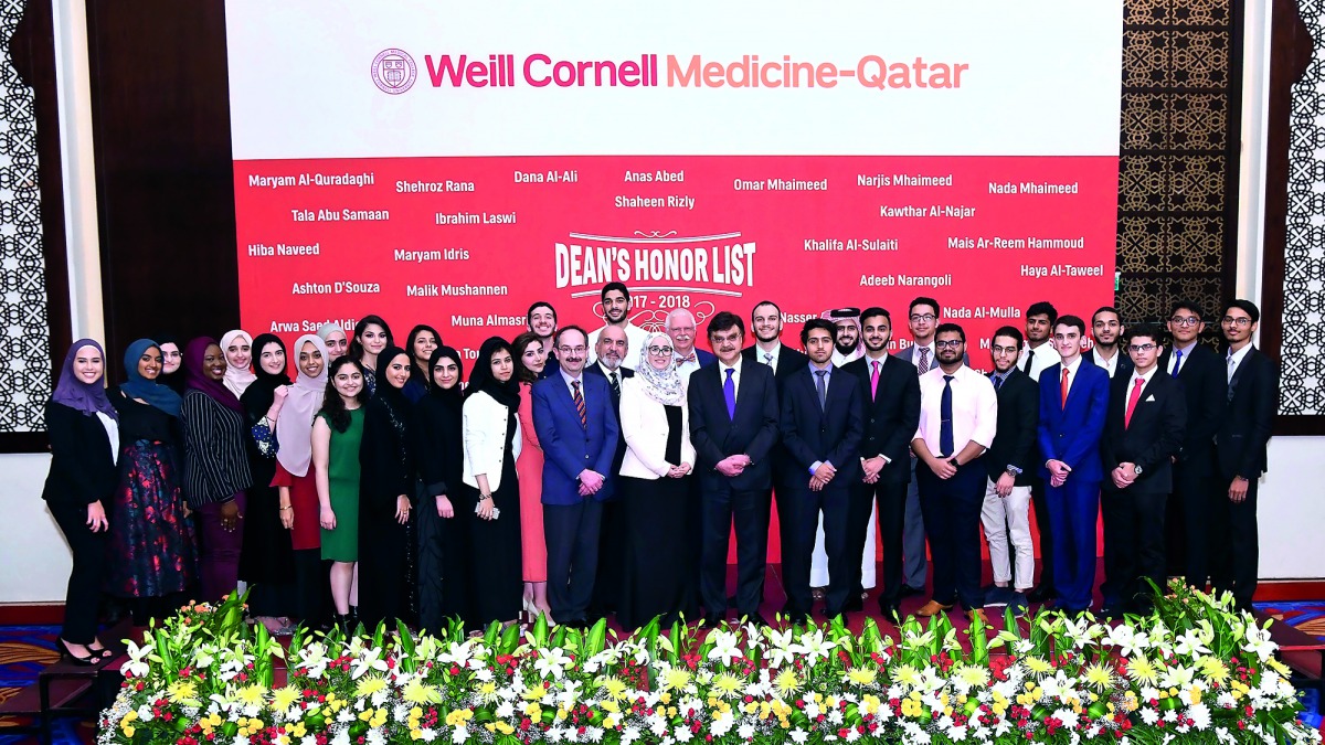 The honoured students with Dr Javaid Sheikh and WCM-Q faculty.