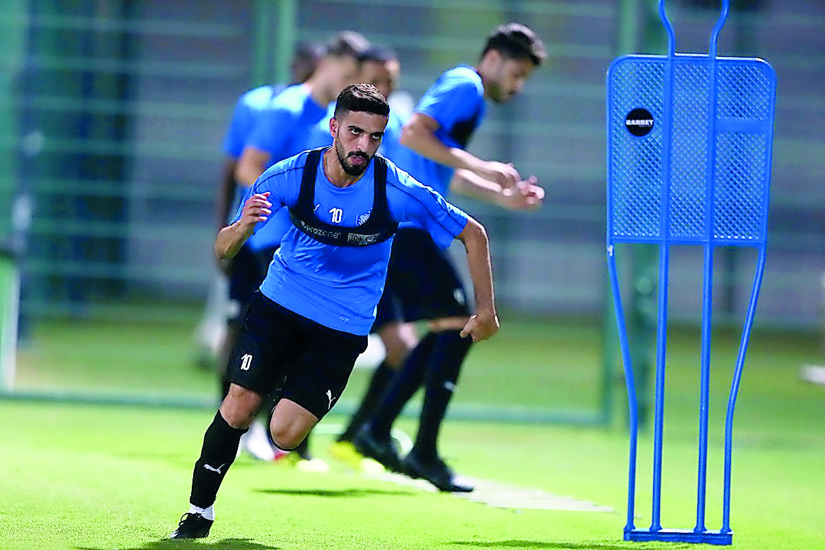 Al Sadd Hassan Al Haydos during a training session in Doha on Saturday evening.