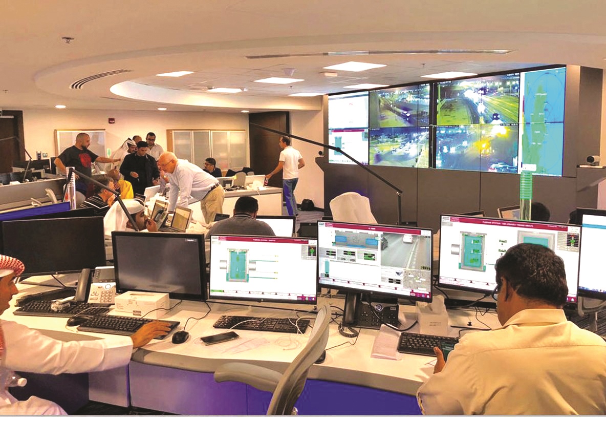 A view of Rainfall Emergency Control Room of the Public Works Authority (Ashghal), where work is going round-the-clock to monitor drainage networks and respond to water accumulation complaints.
