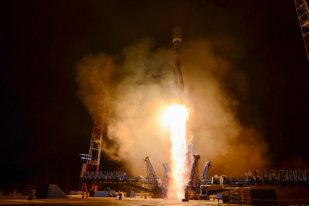The Soyuz 2.1b rocket carrying a military spacecraft takes off from the Plesetsk cosmodrome in Arkhangelsk region, Russia October 25, 2018. Russian Defence Ministry Press Service/Handout via REUTERS 