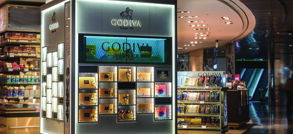 An interactive wall of Godiva at HIA. 