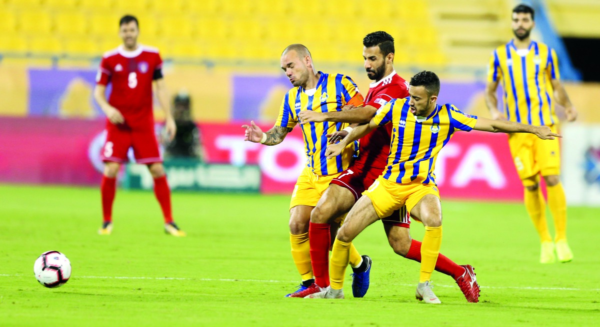 Action from the QNB Stars League  match between Al Gharafa and Al Shahania at Al Gharafa Stadium yesterday.