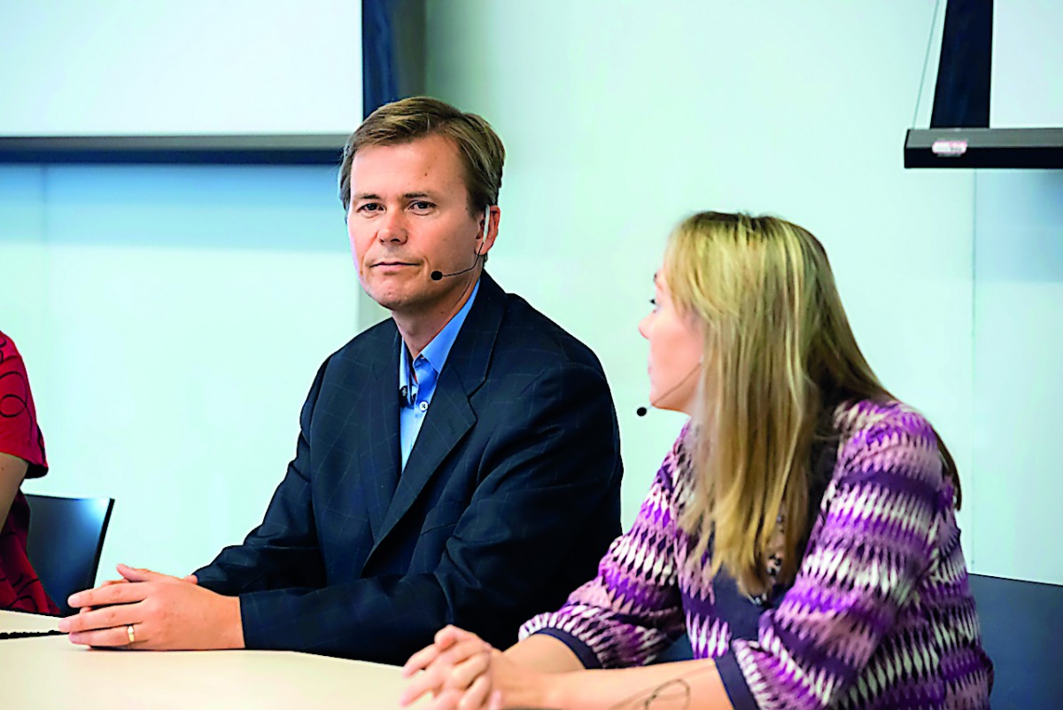 Journalists Ian James and Sharron Lovell from the Pulitzer Center on Crisis Reporting discuss their experience reporting on issues that have a global impact with students at Northwestern University in Qatar.