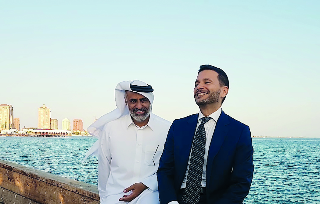 Pasquale Salzano (right), Ambassador of Italy to Qatar,  and Ahmed Al Hitmi, Director of the Beach Department at Katara and Head of the eighth Katara Traditional Dhow Festival, aboard a traditional dhow at a press meet yesterday at Katara.