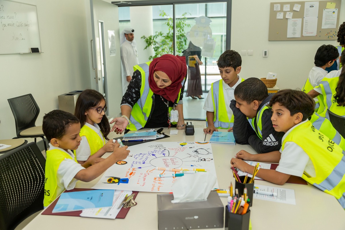 An official trains students during the student leadership safety programme titled, ‘QAK Safety Officers’ Club’, which was launched by Qatar Academy Al Khor. 