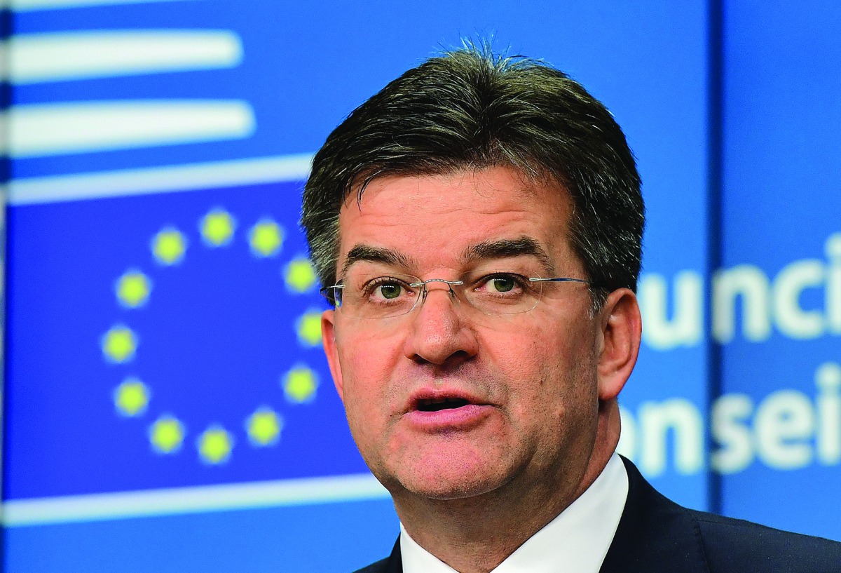 In this file photo taken on December 13, 2016, Slovakia's Foreign Minister Miroslav Lajcak gives a press conference at the end of a general affairs council at the European Council in Brussels. AFP / Emmanuel Dunand