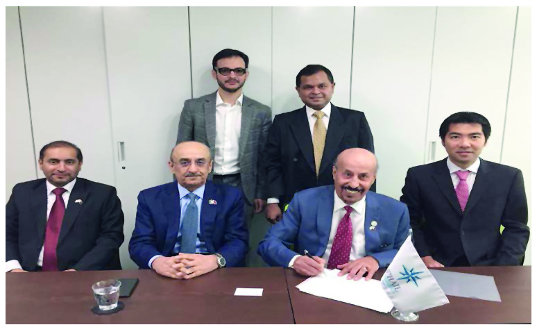 Hassan bin Mohammed Rafi Al-Emadi, Ambassador of Qatar to Japan; Abdullah bin Jassim Zeiara, the Embassy Second Secretary; Mohamed Khalifa Al Sada, Chairman and Managing Director of S’hail Shipping and Maritime Service; and Rajiv Pal, CEO S’hail Shipping,