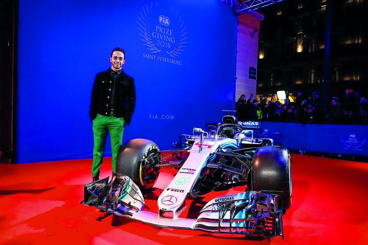 British Formula One World Champion Lewis Hamilton attending the Annual FIA Awards Ceremony in Saint Petersburg, Russia, yesterday. Hamilton was named the FIA Personality of the Year.