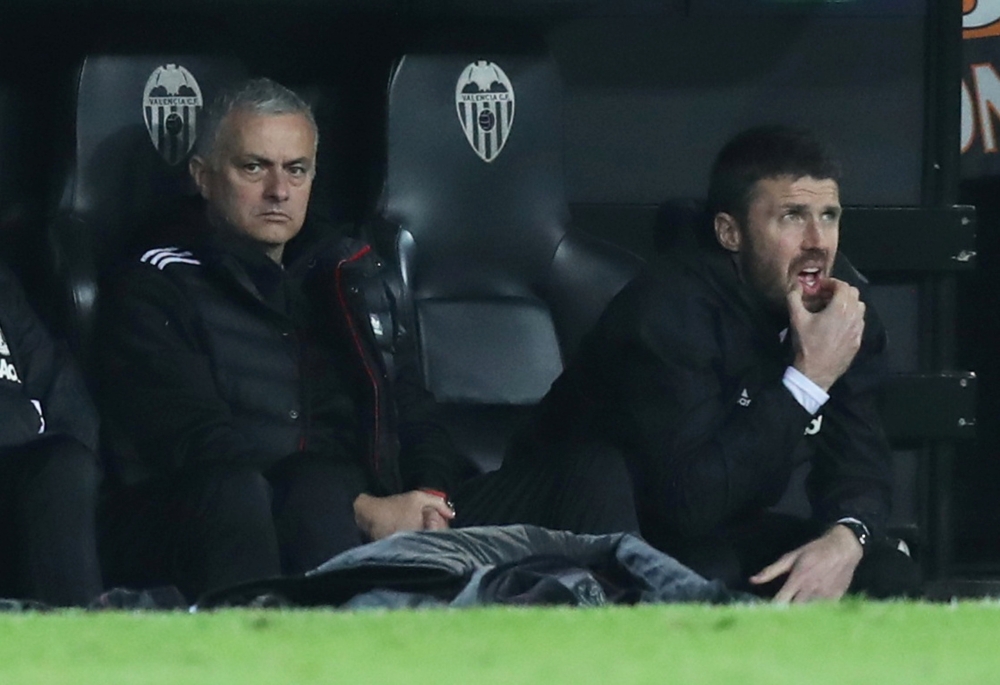 Manchester United manager Jose Mourinho and assistant coach Michael Carrick Action Images via Reuters/Peter Cziborra