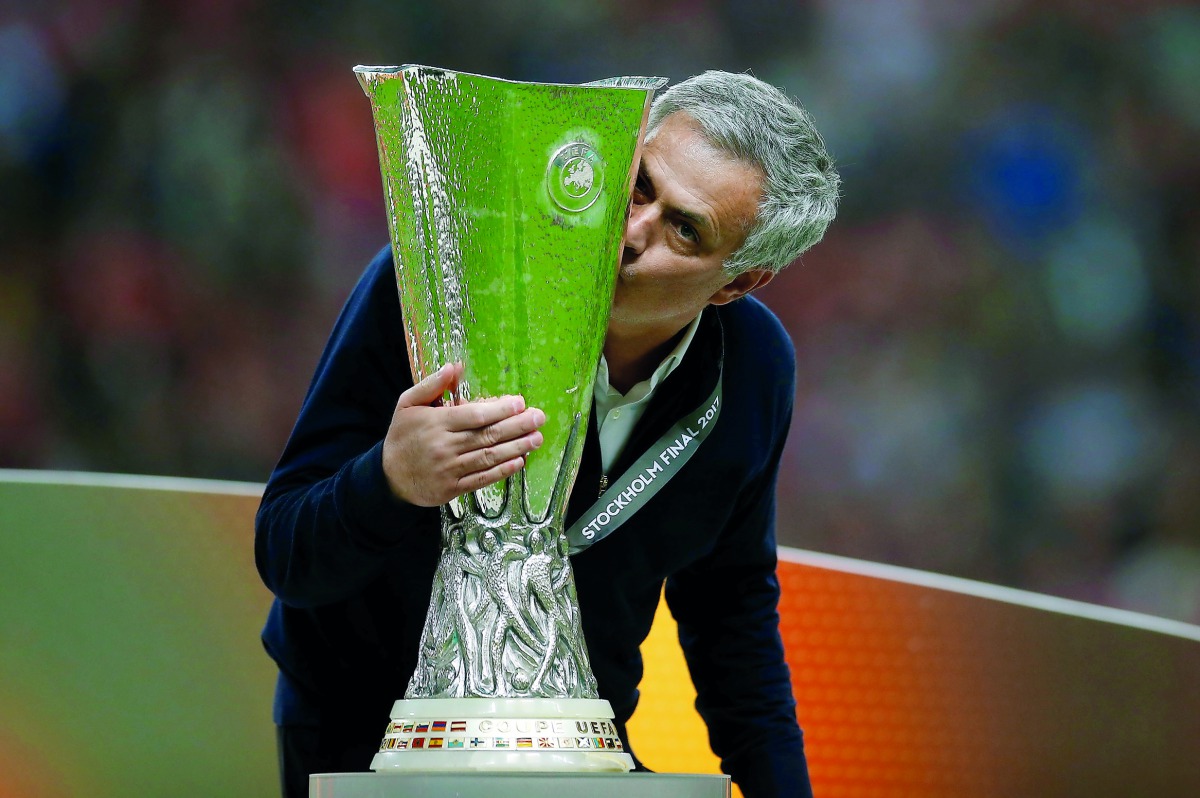 Jose Mourinho celebrates winning the Europa League, Friends Arena, Solna, Stockholm, Sweden, (24-5-17 file Photo )  Reuters / Andrew Couldridge
