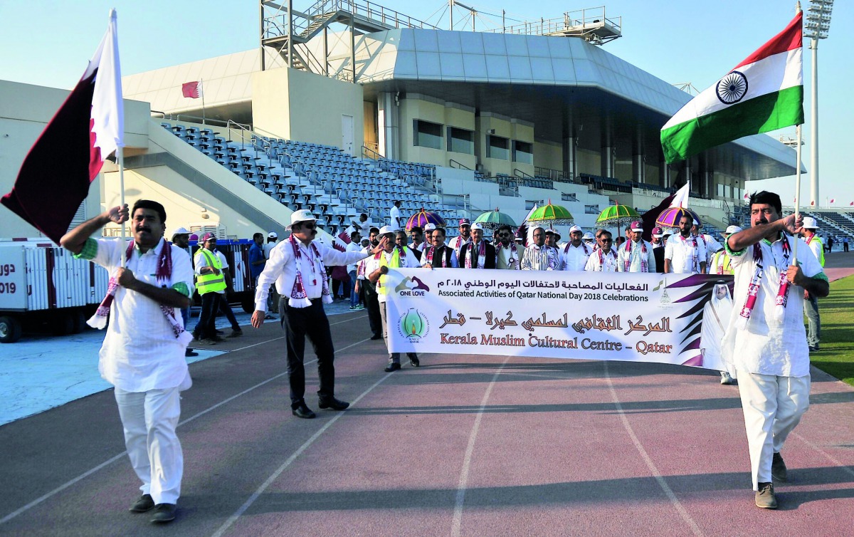 Kerala Muslim Cultural Center organised a parade as part of  associated activities of Qatar National Day celebrations at Al Wakra Sports Club. Pic: Baher Amin / The Peninsula