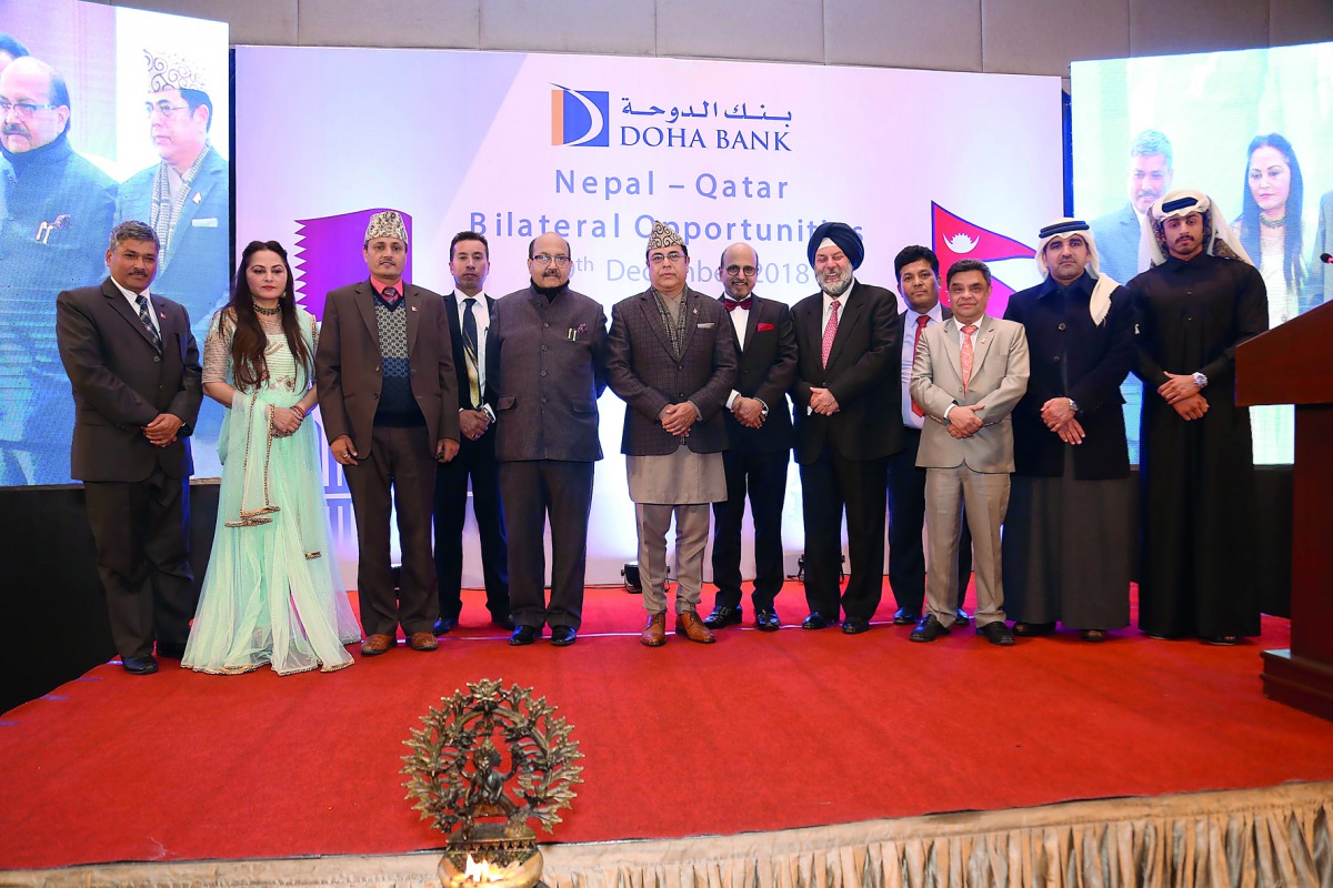 Dr R Seetharaman, CEO of Doha Bank, and other dignitaries at the ceremony. 