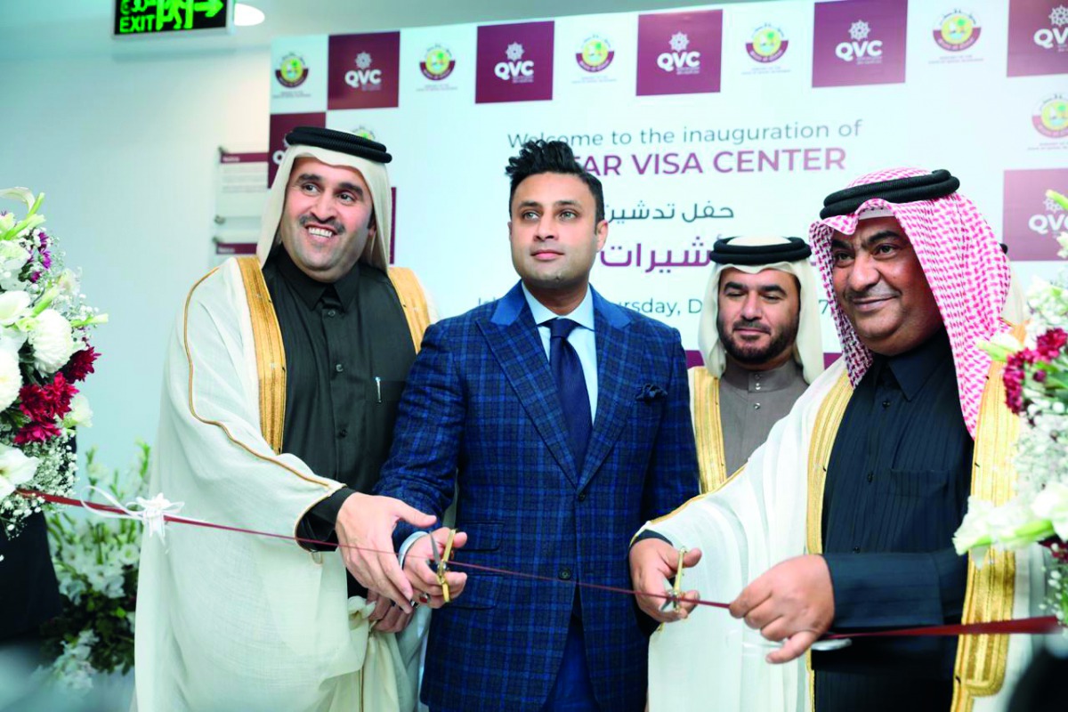 Syed Zulfiqar Abbas Bukhari, Major General Abdullah Salim Al Ali and Major Abdullah Khalifa Al Muhannadi jointly inaugurating Qatar Visa Center in Islamabad, Pakistan.