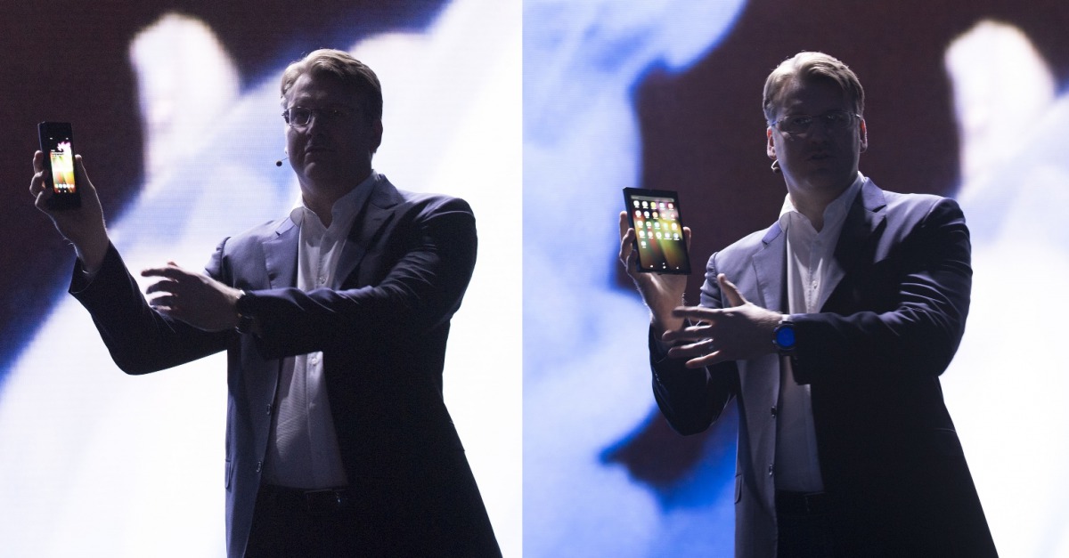 A file picture of Samsung foldable smartphone being introduced. 