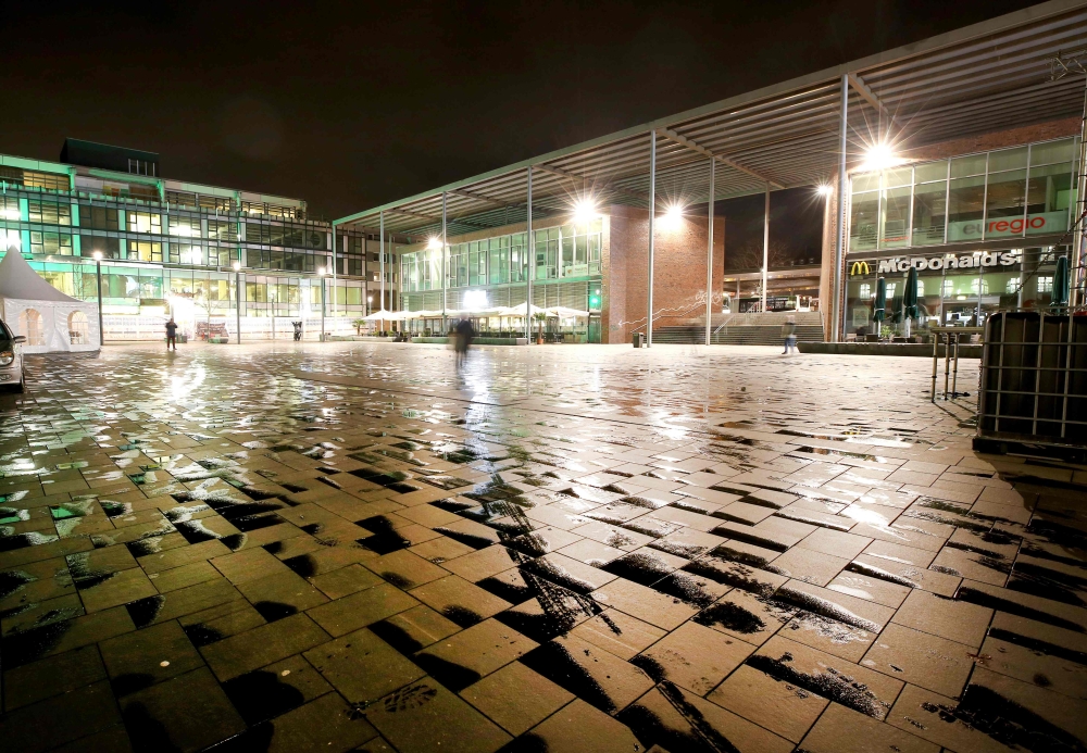 The Berliner Platz square in Bottrop, western Germany, where a man in a car intentionally hit a group of people during the New Year's Eve.  AFP / Roland Weihrauch