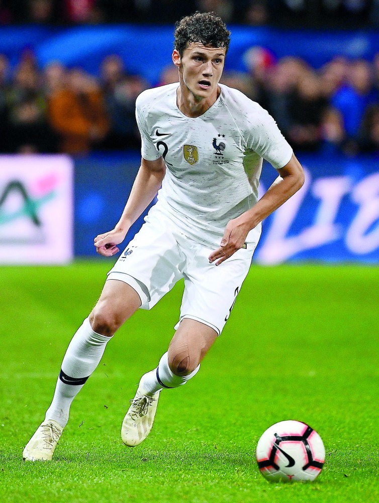 France’s defender Benjamin Pavard plays the ball during the friendly match against Iceland in this file photo taken on October 11, 2018.