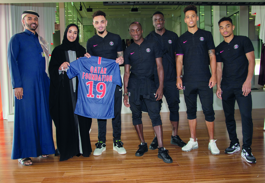 The players of Paris Saint-Germain at Qatar Foundation.