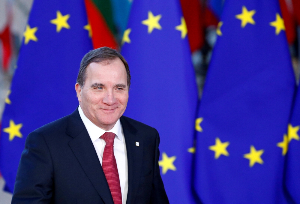 File photo of Sweden's Prime Minister Stefan Lofven arrives at a European Union leaders summit in Brussels, Belgium December 13, 2018. REUTERS/Francois Lenoir/File Photo
