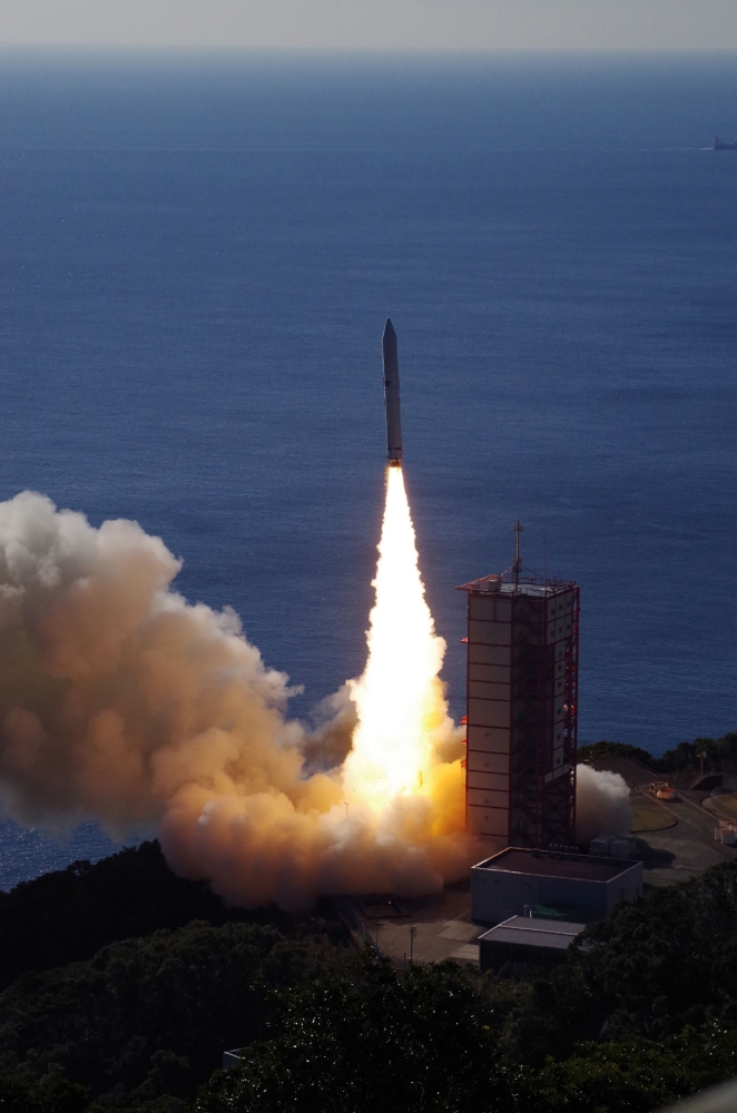 The Epsilon-4 rocket lifts off from the Uchinoura space centre by the Japan Aerospace Exploration Agency (JAXA) in Kagoshima prefecture on January 18, 2019.  AFP / Jiji Press
 