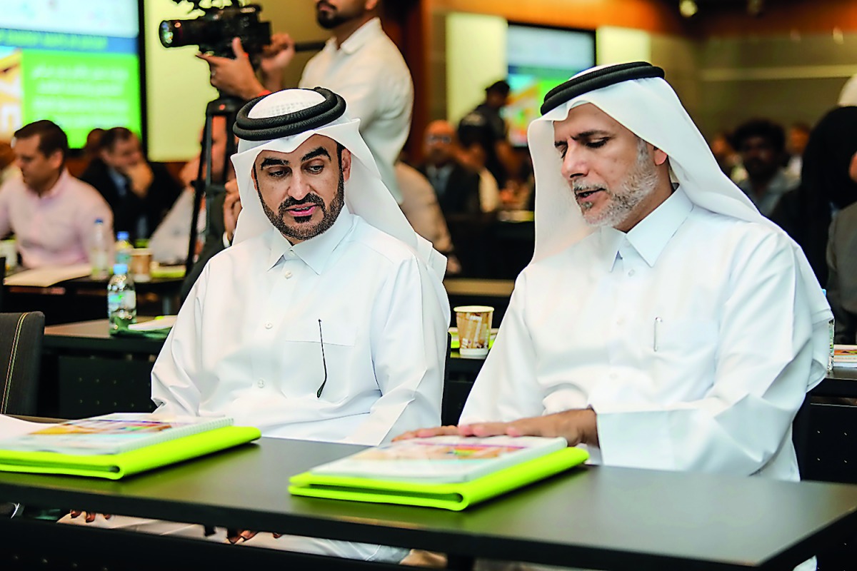 Dr Yousef Alhorr (right), GORD’s Founding Chairman, with Eng Abdulaziz Al Hammadi, Manager of Conservation & Energy Efficiency Department at Kahramaa, at the event yesterday.