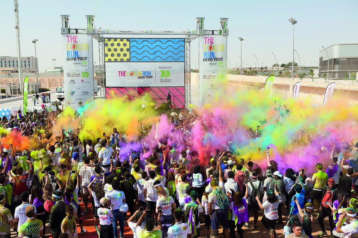 Participants during the Colour Run in Doha. 