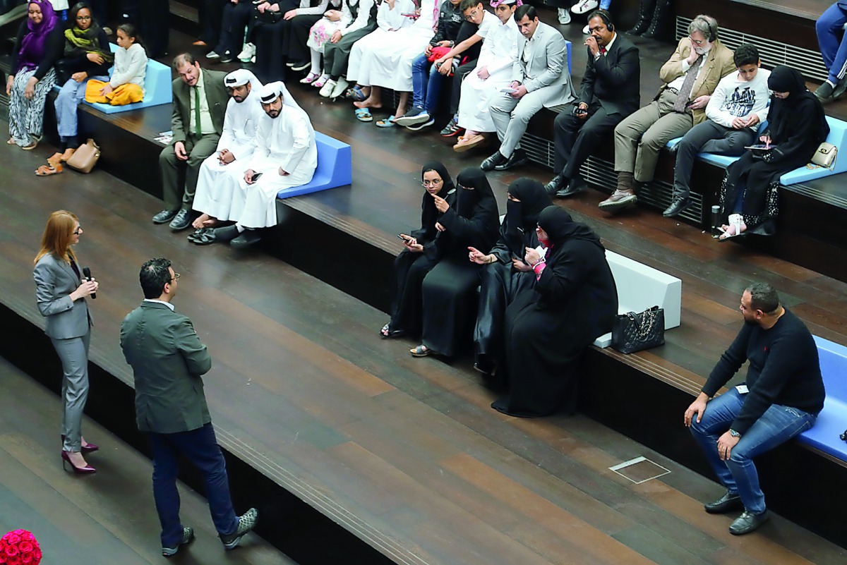 A view of the talk on “The Amazing Story of Qatar’s Tsunamis and Floods,” held at QNL recently.