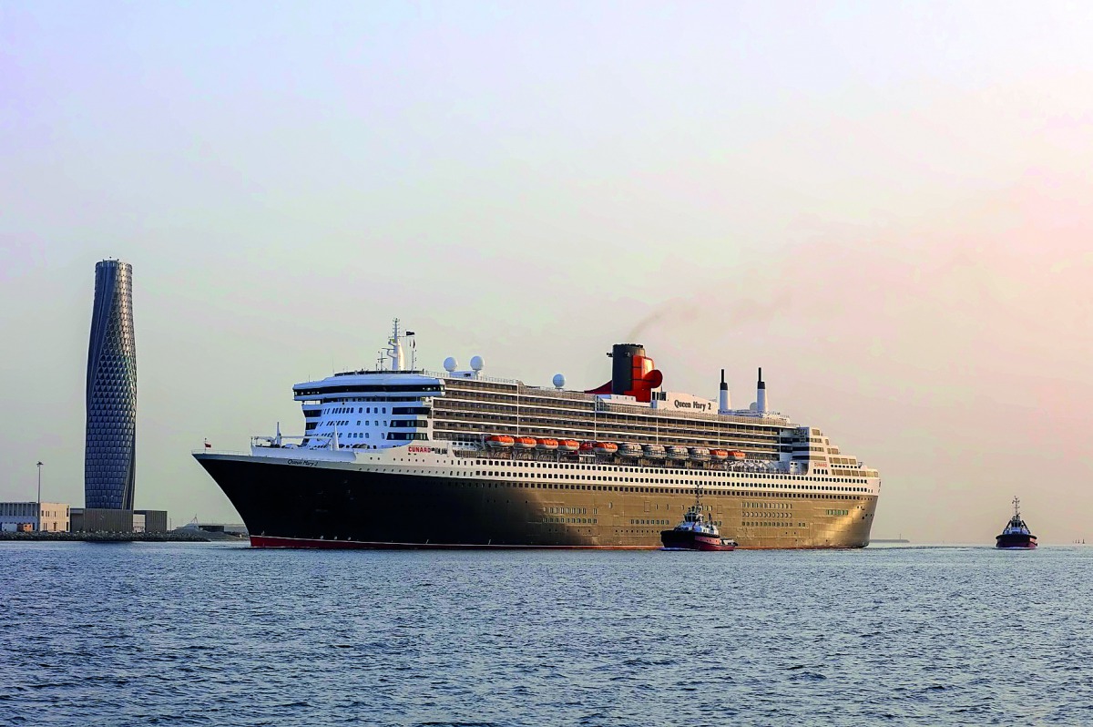 Luxury cruise ship ‘RMS Queen Mary 2’ at Hamad Port.