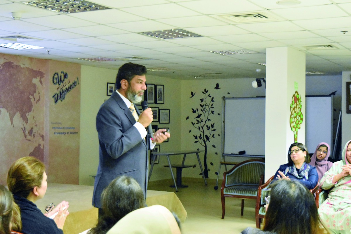 The Director of The Next Generation School, Riyaz Bakali, addressing the PTA session. 