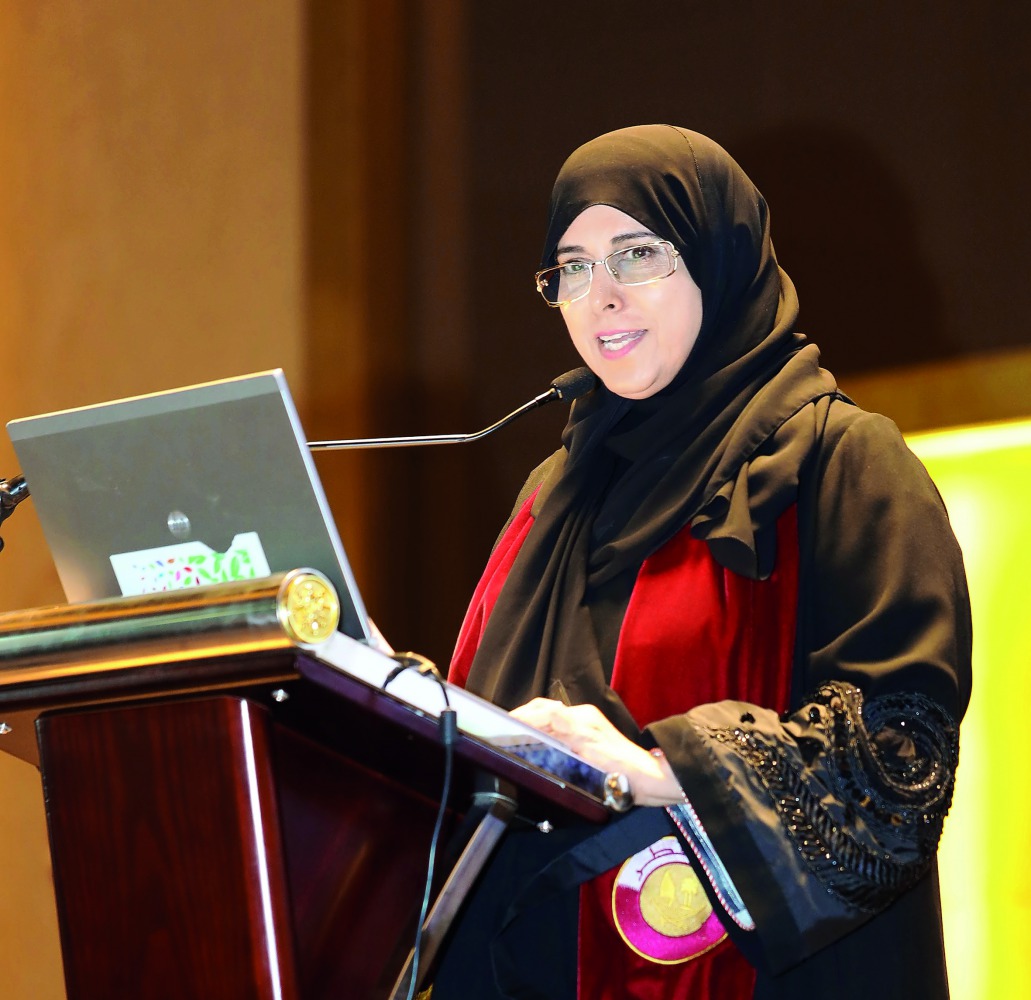 Dr. Moza Al Hail, Executive Director of HMC’s Pharmacy Department addressing the opening ceremony of the conference. 