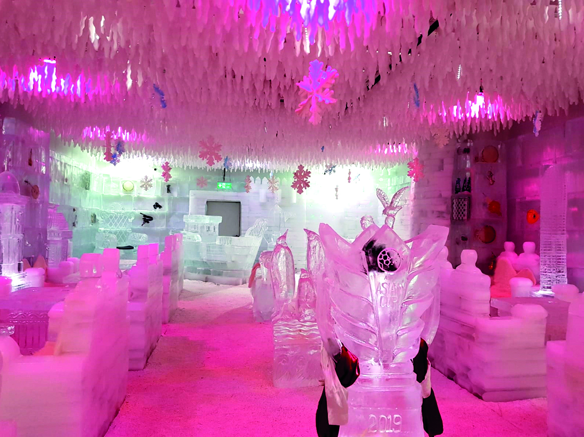 The ice carvings at the Subzero Ice Lounge.