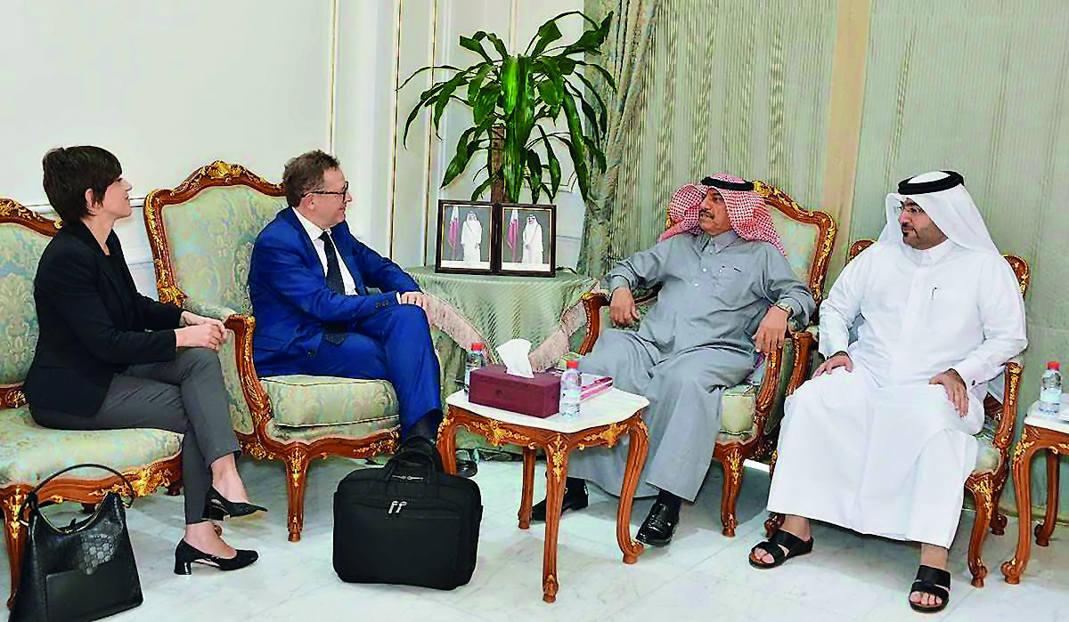 Qatar Chamber’s Assistant Director-General for Government Relations and Committee Affairs, Ali Bu Sherbak Al Mansouri, holding discussions with SDA’s Vice-General Secretariat Dr. Andrea Vincenzoni in the presence of Deputy Head of Mission at the Italian e