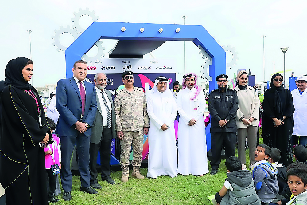 Officials at the opening of Tarsheed Carnival at Kahramaa Awareness Park. 