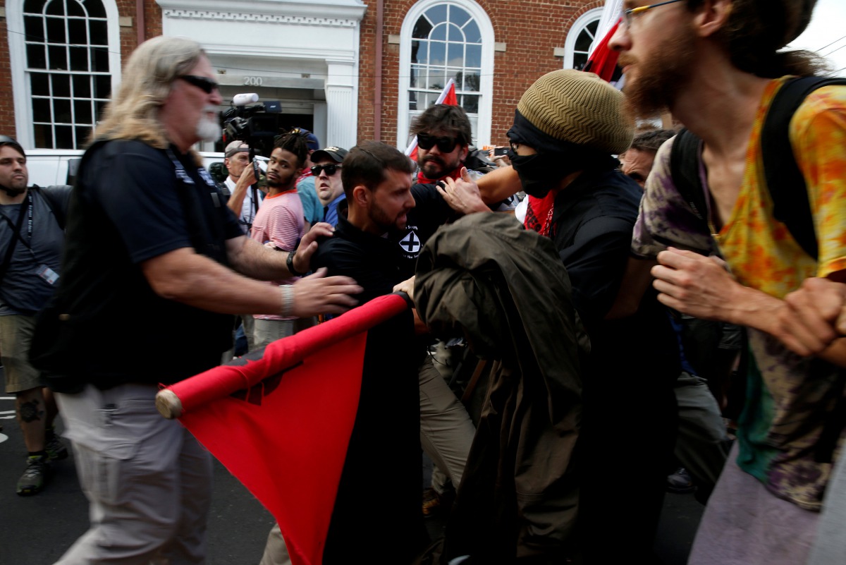 White supremacists clash with counter protesters during a rally in Charlottesville, Virginia, US, August 12, 2017. Reuters/Joshua Roberts