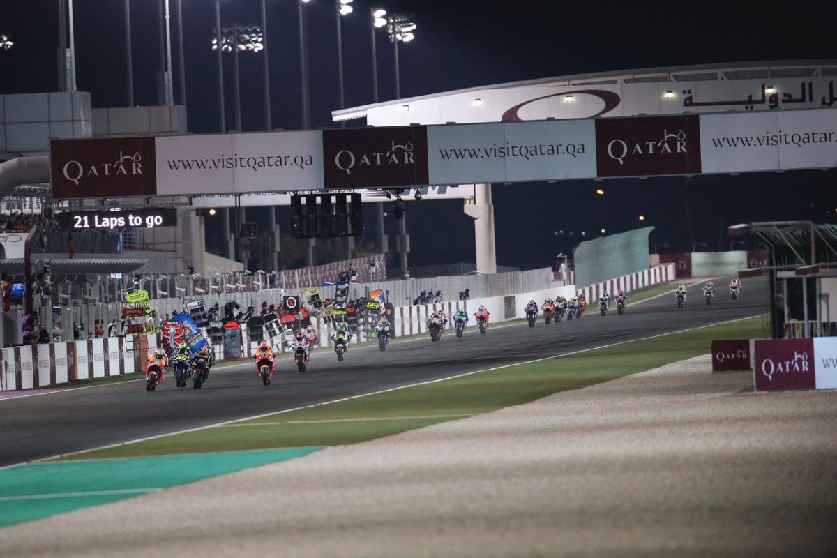 MotoGP riders in action during the Grand Prix of Qatar at the Losail International Circuit in this file photo.