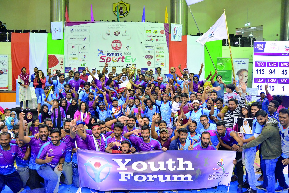 Youth Forum team members celebrate after winning the overall championship in Expats SportEv 2019.