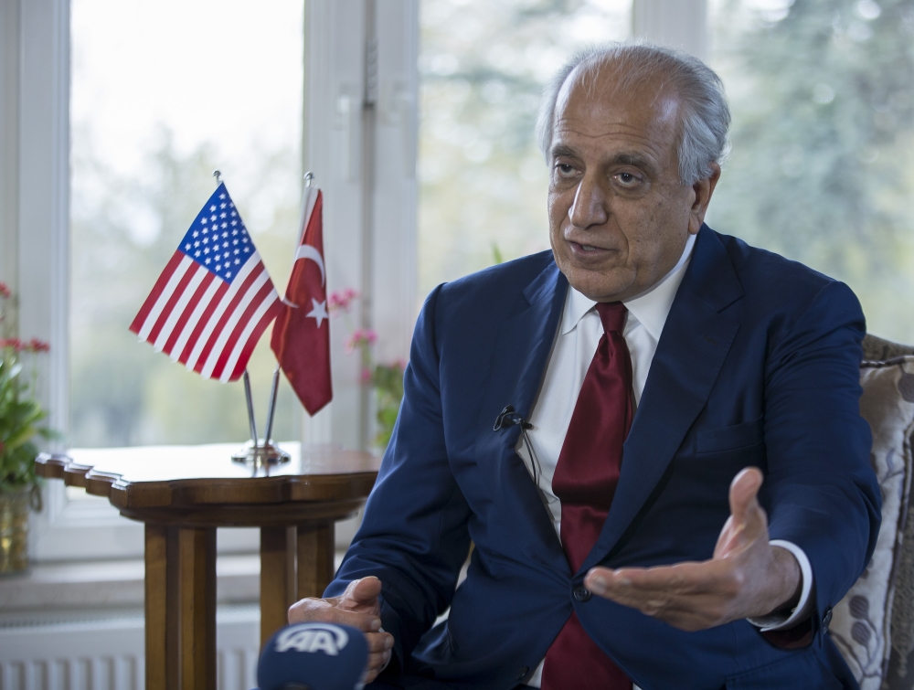  U.S. special envoy for Afghanistan Zalmay Khalilzad speaks during an exclusive interview following his meeting with Special Envoy of the President of Russia Vladimir Putin in Afghanistan Zamir Kabulov (not seen) in Ankara, Turkey on February 22, 2019. ( 