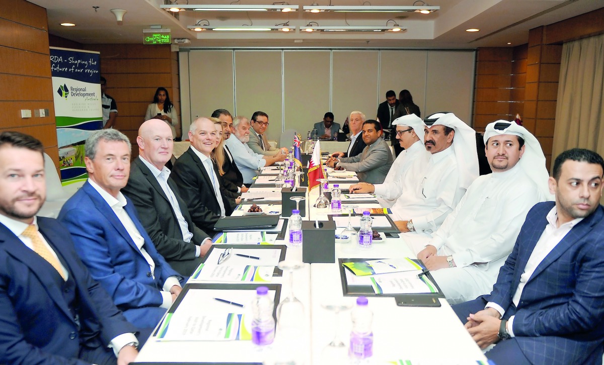 Australian Ambassador to Qatar, Axel Wabenhorst (third left), Qatar Chamber First Vice-Chairman, Mohamed bin Ahmed bin Towar Al Kuwari (third right), and other prominent business leaders, including Mohammad Althaf, Director of Lulu International Group in 
