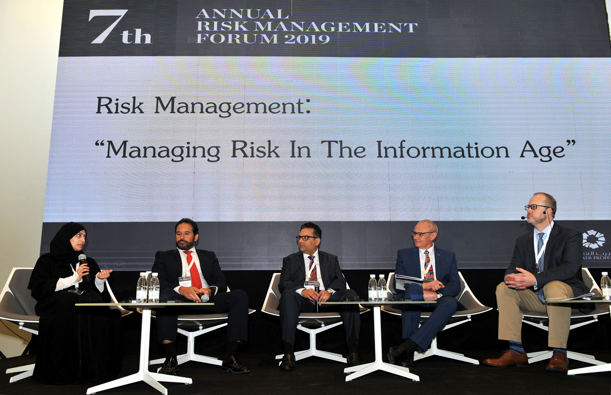 From left, Dana Al Abdulla, Compliance and Data Protection (A) Director, Q-CERT, Ministry of Transport and Communication; Hatem Elsafty, Partner, Governance Risk Internal Control, Mazars Ahmed Tawfik and Co; Darshan Mehta, Managing Director, Protiviti – M