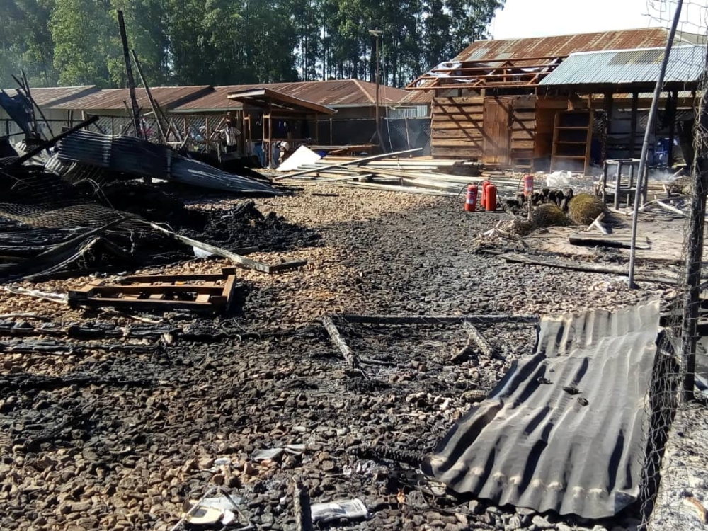 Burned structures are seen after attackers set fire to an Ebola treatment center run by Medecins Sans Frontieres (MSF) in the east Congolese town of Katwa, Democratic Republic of Congo February 25, 2019.
