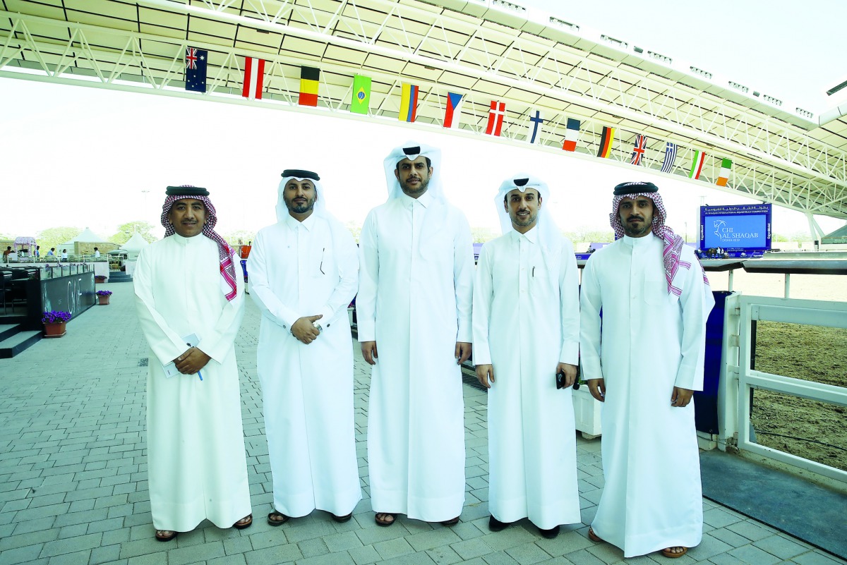 FROM LEFT: Al Shaqab Media and Broadcast Director Fahad Abdulla Al Hajri, Tournament Director Ali Al Rumaihi, Qatar Equestrian Federation (QEF) President Hamad Abdulrahman Al Attiyah, Commercial Manager Omar Al Mannai and QEF Secretary-General Badr Al Dar