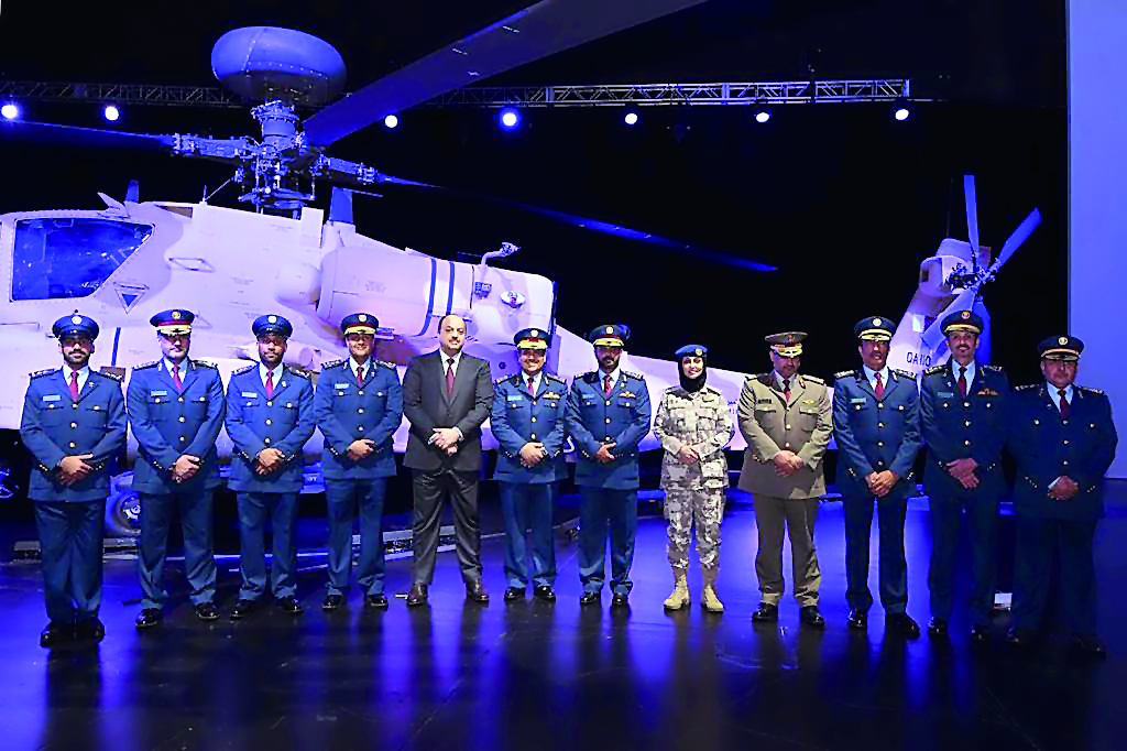 Deputy Prime Minister and Minister of State for Defence Affairs, H E Dr Khalid bin Mohammed Al Attiyah, with other officials during the hand over ceremony of the first batch of Apache-QA, at the headquarters of Boeing Defense Systems in Arizona in the US,