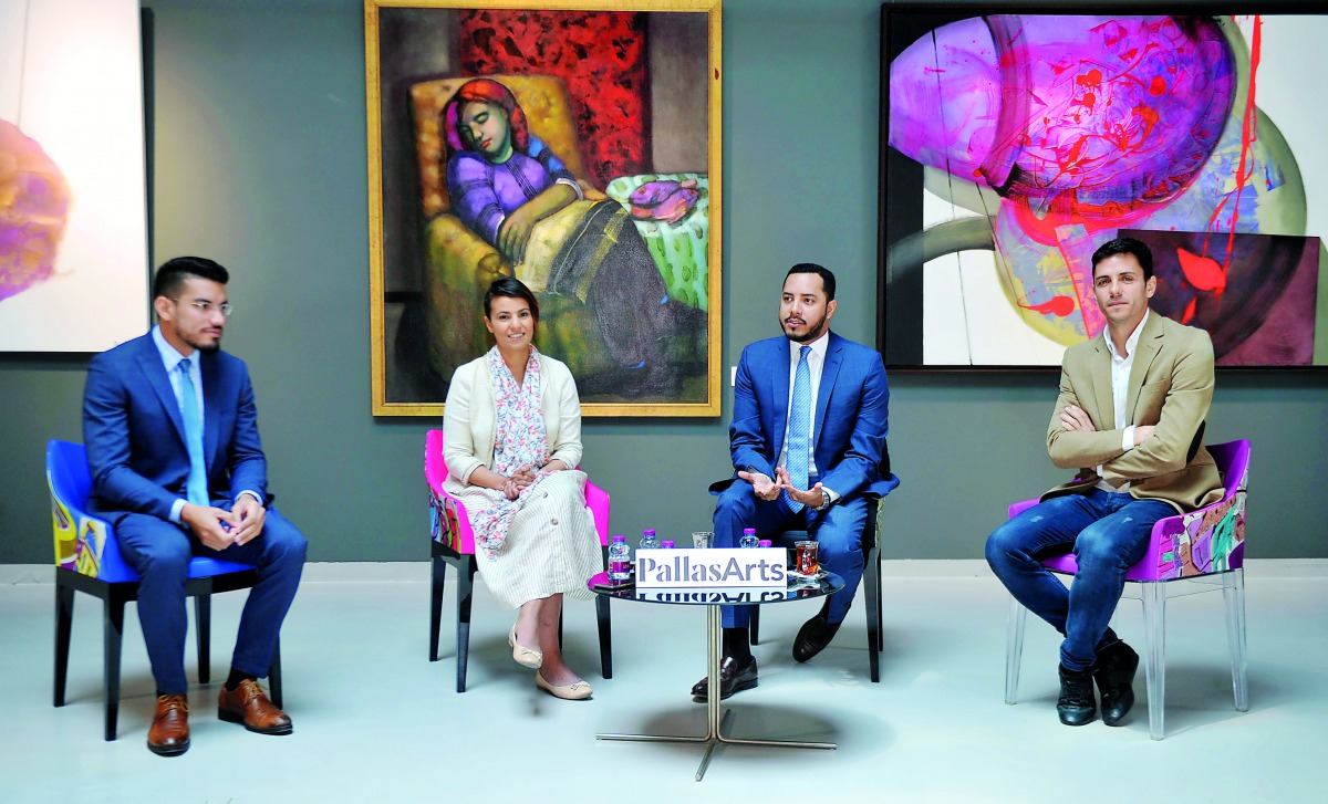 Oreste Del Rio Sandoval (second right), Ambassador of Panama to Qatar; Francisco Navarro (left), Deputy Head of Mission; Mariame Farqane (second left), CEO of Pallas Arts, and Alvaro Mejia Perez, COO of Pallas Arts, during the press conference to launch t