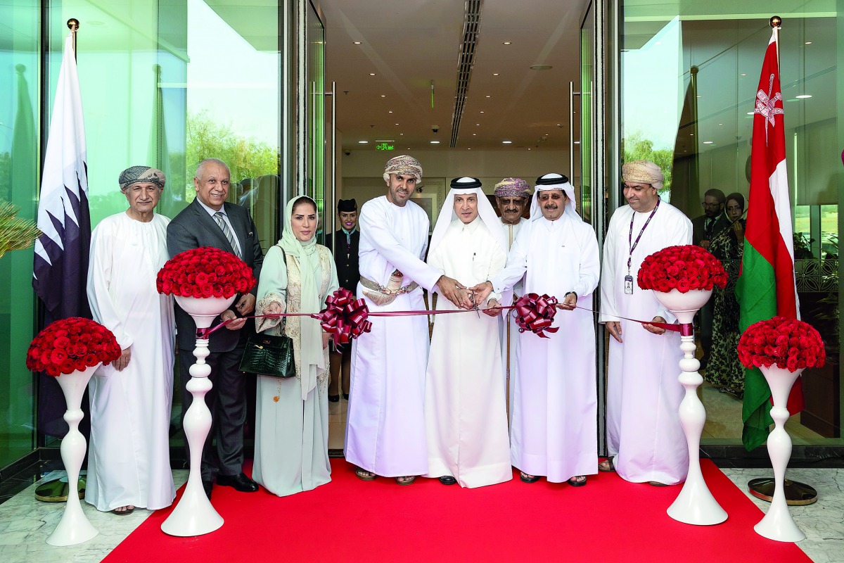 Qatar Airways Group Chief Executive, Akbar Al Baker, along with other dignitaries at the ribbon-cutting ceremony on Monday to officially open the new office, in Muscat.