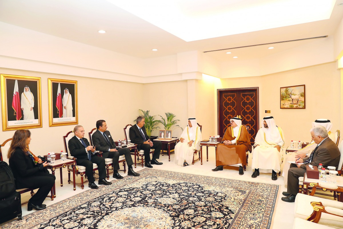 The Shura Council Speaker, H E Ahmed bin Abdulla bin Zaid Al Mahmoud, with the dignitaries.