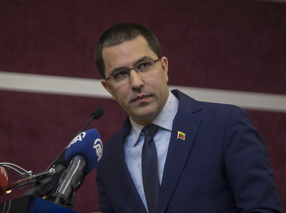Foreign Minister of Venezuela Jorge Arreaza speaks during a conference organized by Institute of Strategic Thinking (SDE), in Ankara, Turkey on April 2, 2019. Ali Bal?kç? - Anadolu