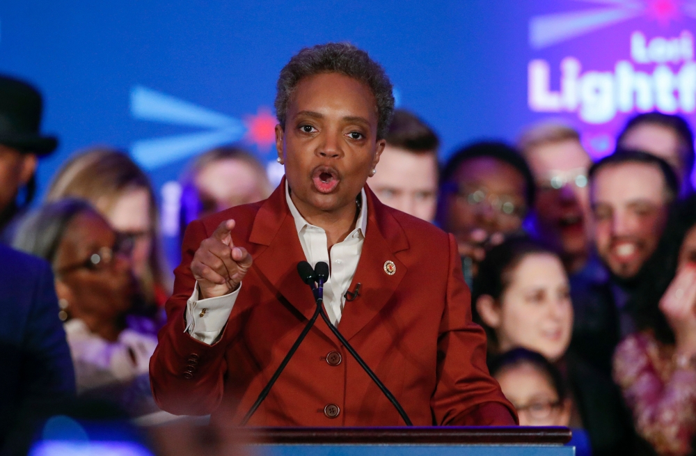 Chicago mayor elect Lori Lightfoot speaks during the election night party in Chicago, Illinois on April 2, 2019. AFP / Kamil Krzaczynski 