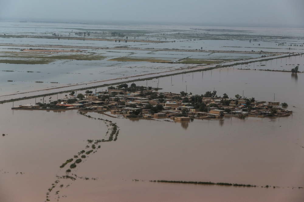 An aerial view of flooding in Khuzestan province, Iran, April 5, 2019. Mehdi Pedramkhoo