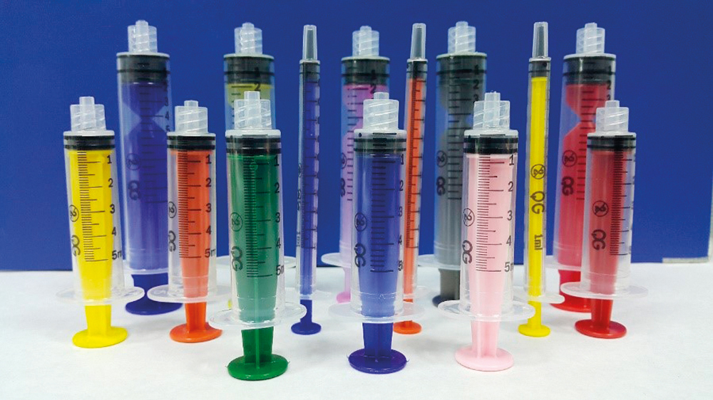 QatarGerman Medical Equipment Company offers colored syringes The
