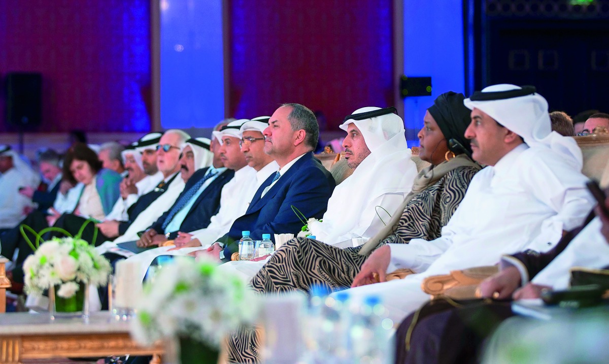 Prime Minister and Interior Minister H E Sheikh Abdullah bin Nasser bin Khalifa Al Thani with other dignitaries attending the International Conference on National, Regional and International Mechanisms to Combat Impunity and Ensure Accountability under In